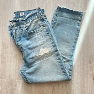 Re/done original high rise ankle crop denim jeans